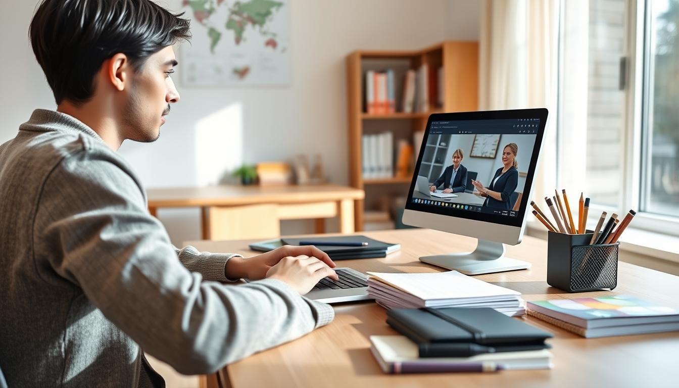 Student using online courses for flexible education