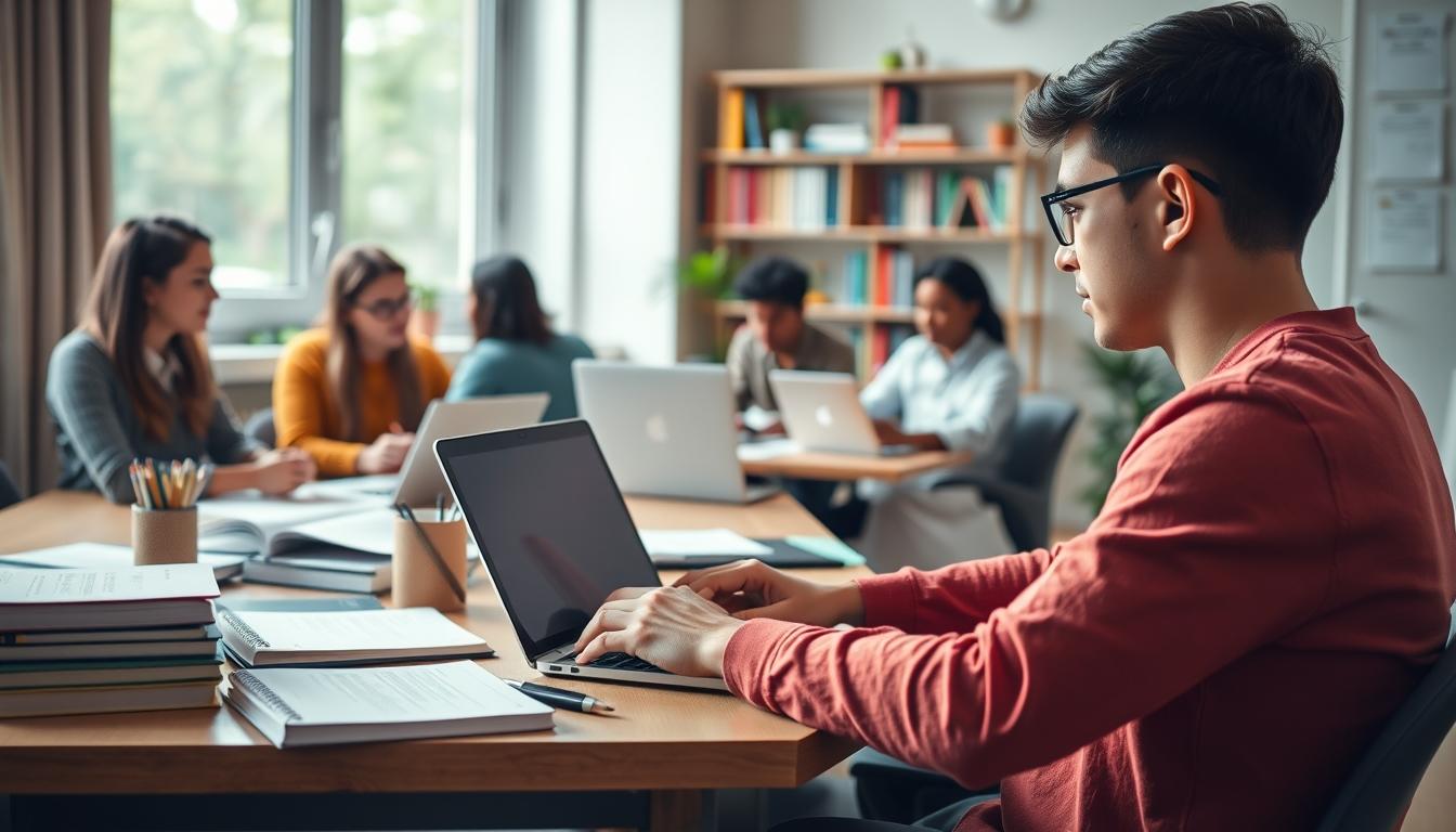 Student preparing for exams with study materials